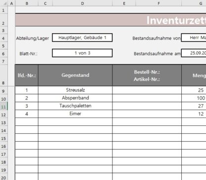 Inventurzettel und Inventurauswertung - kmu.kompetenzen